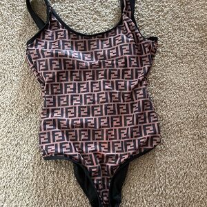 Fendi women brown and Black One Piece Swimsuit
